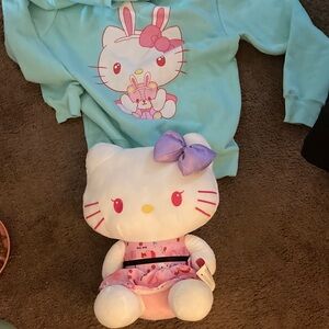 Hello Kitty Plush in Pink Outfit with Purple Bow